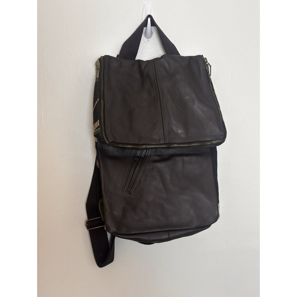 Lovestitch Backpack Purse‎ Camouflage Adjustable Brown Leather Strap Large 14x11